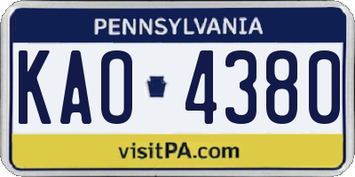 PA license plate KAO4380