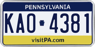 PA license plate KAO4381
