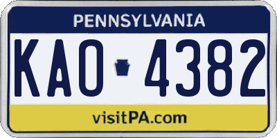 PA license plate KAO4382