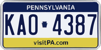 PA license plate KAO4387