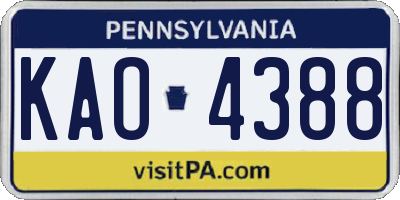 PA license plate KAO4388