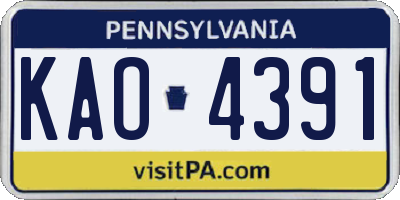 PA license plate KAO4391