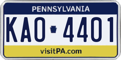 PA license plate KAO4401