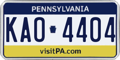 PA license plate KAO4404