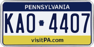 PA license plate KAO4407