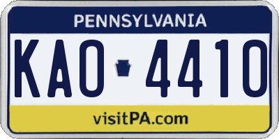 PA license plate KAO4410