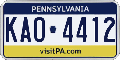 PA license plate KAO4412