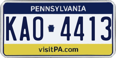 PA license plate KAO4413