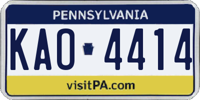 PA license plate KAO4414