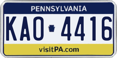 PA license plate KAO4416