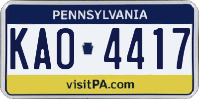 PA license plate KAO4417