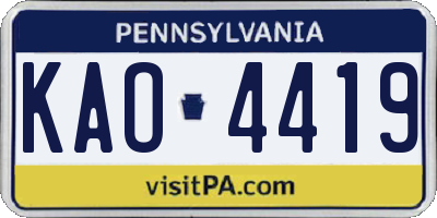 PA license plate KAO4419