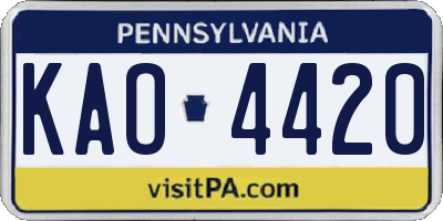 PA license plate KAO4420