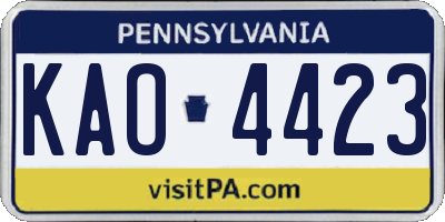 PA license plate KAO4423