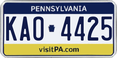 PA license plate KAO4425