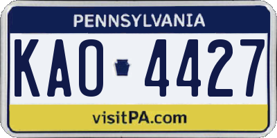PA license plate KAO4427
