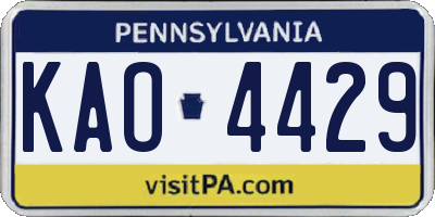 PA license plate KAO4429