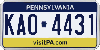 PA license plate KAO4431