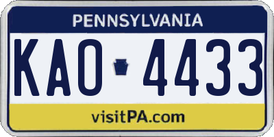 PA license plate KAO4433