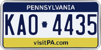 PA license plate KAO4435