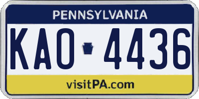 PA license plate KAO4436