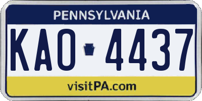 PA license plate KAO4437