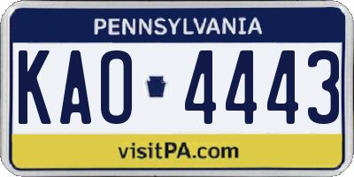 PA license plate KAO4443