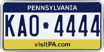 PA license plate KAO4444