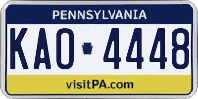 PA license plate KAO4448