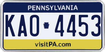 PA license plate KAO4453