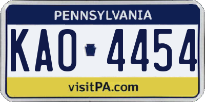 PA license plate KAO4454
