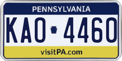 PA license plate KAO4460
