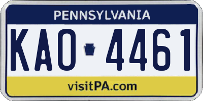PA license plate KAO4461