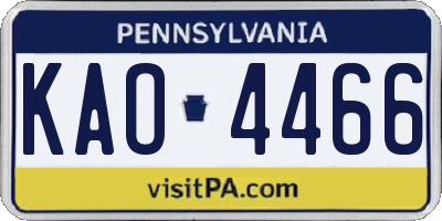 PA license plate KAO4466