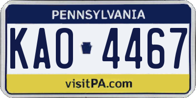 PA license plate KAO4467
