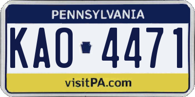 PA license plate KAO4471