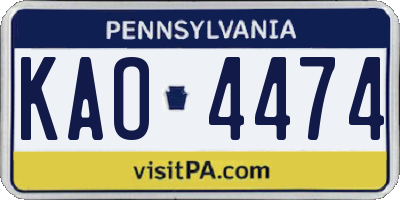 PA license plate KAO4474