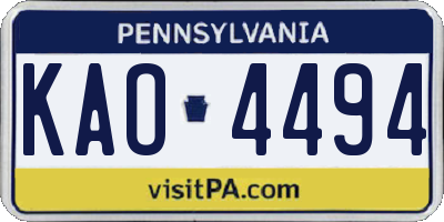 PA license plate KAO4494