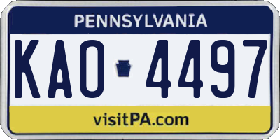 PA license plate KAO4497