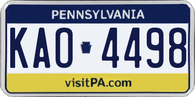 PA license plate KAO4498