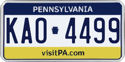 PA license plate KAO4499