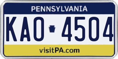 PA license plate KAO4504