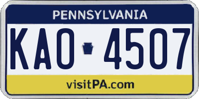 PA license plate KAO4507