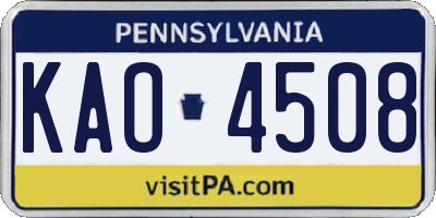 PA license plate KAO4508