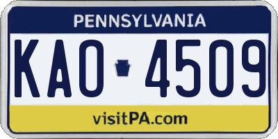 PA license plate KAO4509