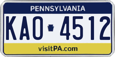 PA license plate KAO4512