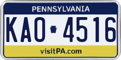 PA license plate KAO4516