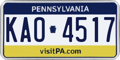 PA license plate KAO4517