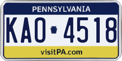 PA license plate KAO4518