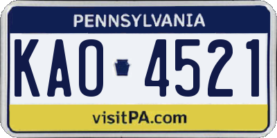 PA license plate KAO4521